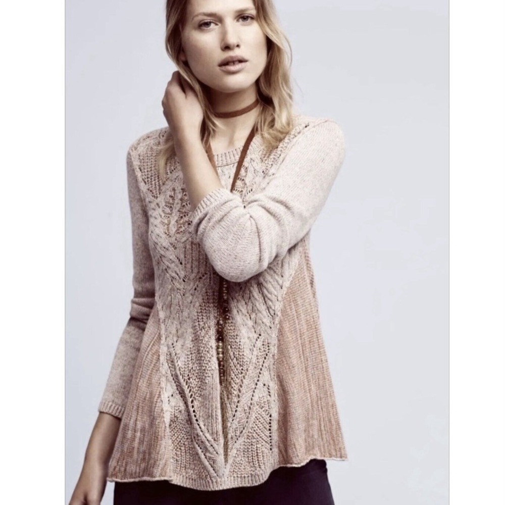 Anthropologie Moth Anita Cable Knit Swing Sweater Multicolored Women's S Boho